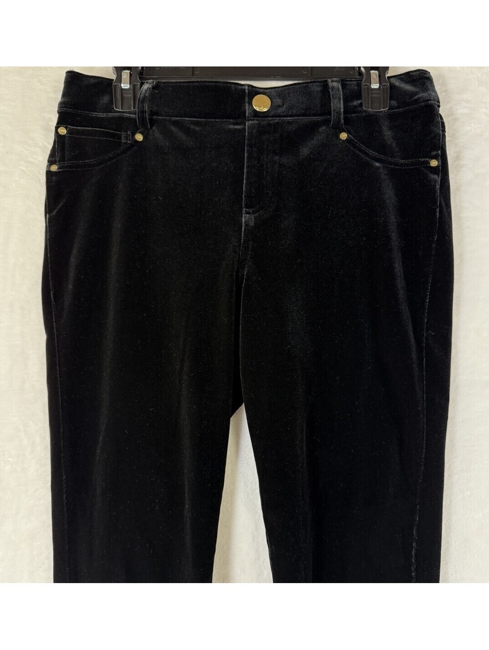 INC International Concepts Pants Women 10 Black Velvet Skinny Stretch
